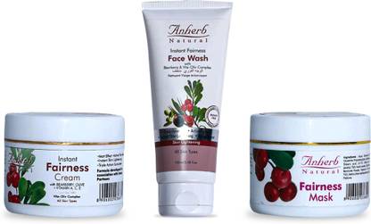 Anherb Natural Ultimate Fairness Therapy Trio Set | Glowing & Youthful Skin| Skin Whitening Set