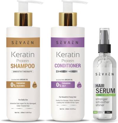 SEVAEN Keratin Shampoo With Keratin Conditioner and Professional Hair Serum