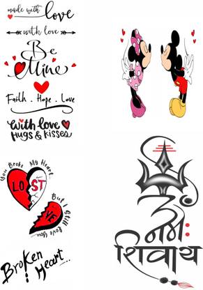 surmul Heart, Shiva And Cartoons Heart Temporary Tattoo for male And Femakle Tattoo