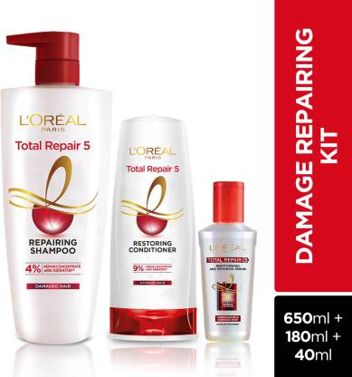 L’Oréal Paris Total Repair 5 Shampoo 650ml + Conditioner 180ml + Serum 40ml  (3 Items in the set)