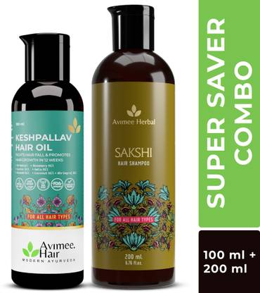 Avimee Herbal Keshpallav Hair Oil (100mL) + Sakshi Hair Shampoo (200mL) (Super Saver Combo)