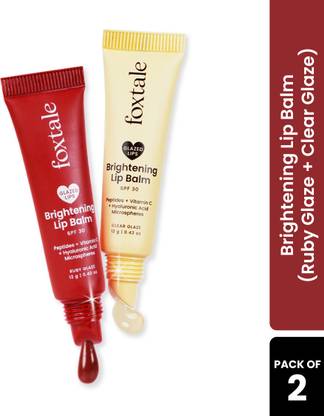 Foxtale SPF30 Lip Balm | Peptides, Vitamin C & Hyaluronic Acid | Ruby & Clear Glaze