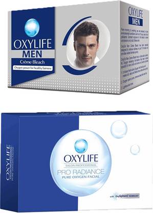 Oxylife Men Bleach Creme 150gm & Salon Professional Pro Radiance Pure Oxygen Facial Kit 50gm