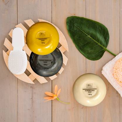 SOUL SATTVA Soap Combo (Coffee Charcoal Soap, Almond Shea Soap, Panchamrit Soap)