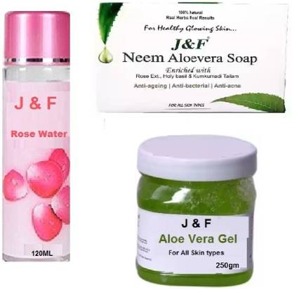 J & F Neem Soap, Aloevera Gel, Rose Water