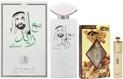 AL FAKHR Sheikh Zayed Musk Perfume 100ML & Sandal Attar 6ML AQD