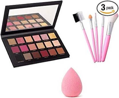 Lenon Professional 18 Color Eyeshadow With 5 Pcs Makeup Brush and 1 Makeup Sponge
