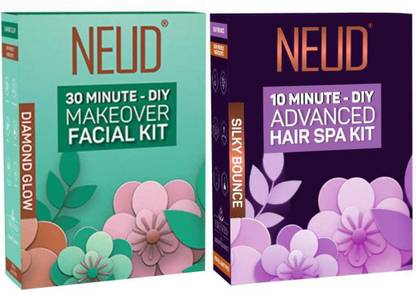 NEUD Combo of Facial Kit (60g) and Hair Spa Kit (40g) - 1 Pack Each