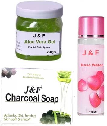 J & F Aloe Vera Gel,Charcoal Soap, Rose Water