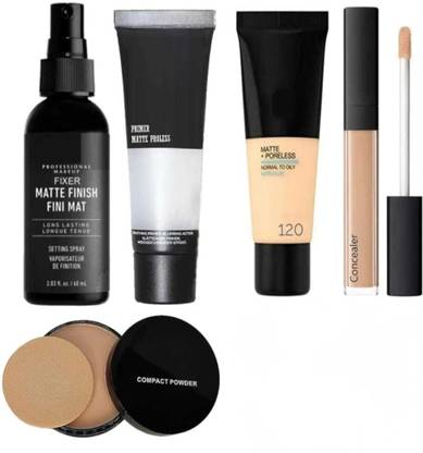 mkldsrh Combo of Makeup primer with fixer with foundation concealer with compact powder for face make up kit