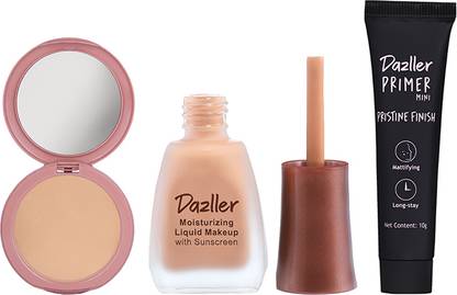 Dazller Face Makeup Essentials - Soft Caramel R34 - Foundation,12ml + Compact,9g + Primer,10g