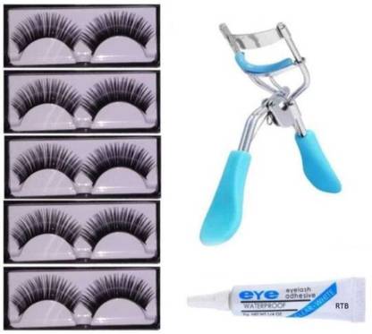 mkldsrh false eyelashes pack of 5 pairs with curler with eyelashes glue for eyes