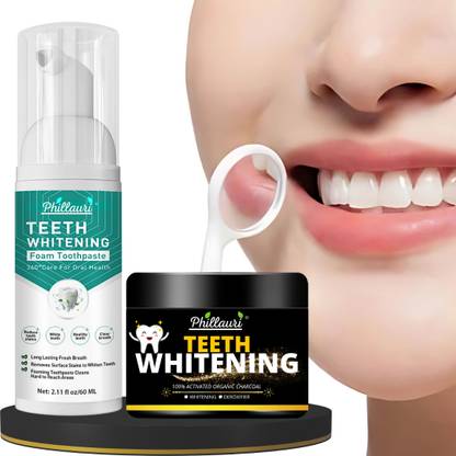 Phillauri Activated Charcoal and Foam Toothpaste Pack – Easy to Use, Light and Fresh Oral Combo