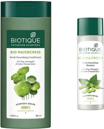 BIOTIQUE Watercress 180ml Conditioner & Soya Protein 120ml Shampoo