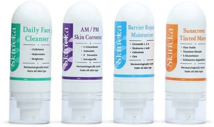 Skineka Daily Face Cleanser & Moisturizer: Tinted Matte, Sunscreen, AM/PM Repair