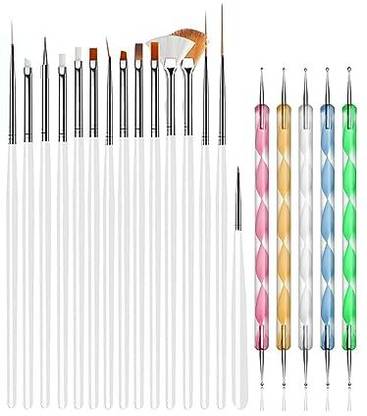 Miss Hot 15PCS Nail Art Design Brush,(White) With 5pcs Nail Art Dotting Tool