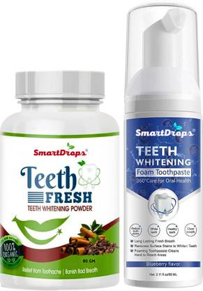 smartdrops Teeth Foam and Charcoal Powder Combo
