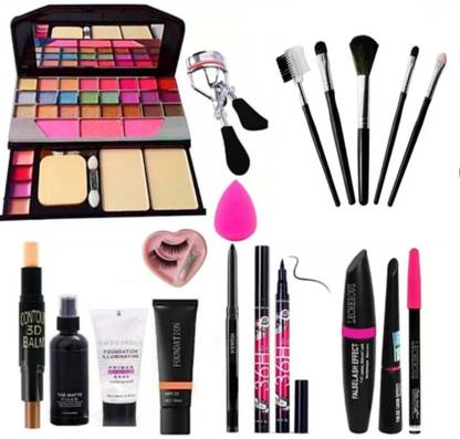 Maived 5Pc Makeup Brushes + All in one 6155 Makeup kit + Fixed & Primer , Foundation+Contour stick