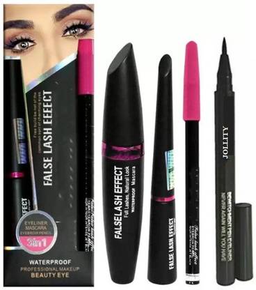 Jollity 3 in 1 (Eyebrow Pencil, Eyeliner, Mascara) & Deep Black Scatch Eyeliner