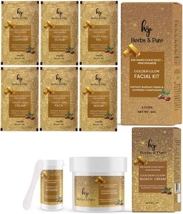Herbs &Pure Skincare Combo - Golden Glow Nano Gold Dust & Niacinamide Facial Kit and Bleach