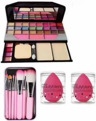 SHEFFO COMBO OF MAKEUP KIT+7 BRUSH SET + 2 PC MAKEUP BLENDER