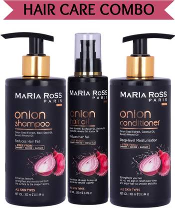 Maria Ross Hair regrowth Combo with Onion Hair Oil + Onion Shampoo + Onion Conditioner for Hair Fall Control