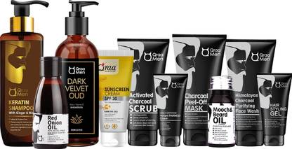 Qraa Men Charcoal Kit | Combo Pack of 10 Products