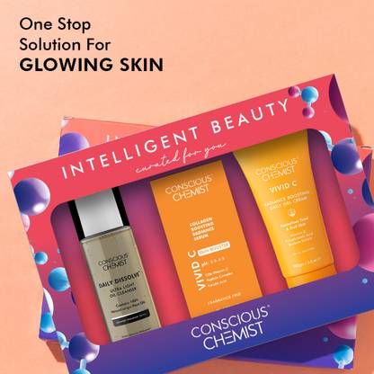 Conscious Chemist Brightening Skincare Routine Gift Box | Vitamin C Face Wash, Serum & Moisturizer