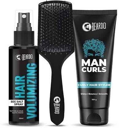 BEARDO Hair Volumizing Sea Salt Spray, Curls Curly Hair Styler & Detangling Hair Brush