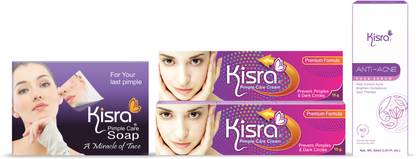 KISRA Daily Acne Care Combo – Includes Soap, Cream & Serum for Pimples, Acne Marks Kills 99.9% Acne Causing Germs