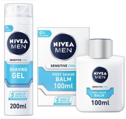 NIVEA MEN Sensitive Cool Shaving Gel and Post Shave Balm Combo (MADE IN GERMANY)
