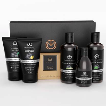 THE MAN COMPANY Charcoal Grooming Kit (Body Wash, Shampoo, Face Scrub, Face Wash, Cleansing Gel, Soap Bar) Set of 6