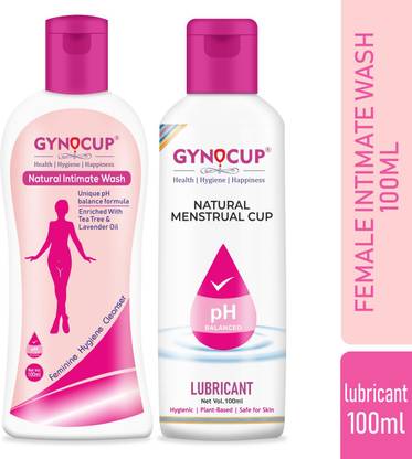 Gynocup Menstrual Cup Insertion Lubricant With Female Intimate Wash Combo