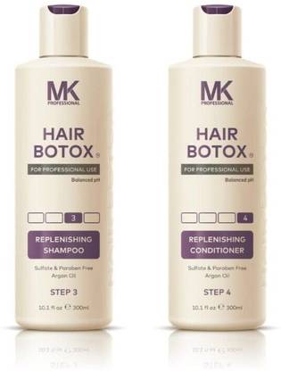 MK Professional Professional Hair Botox Replenishing Shampoo and Conditioner 300ML EACH Sulfte & Paraben Free (600ml)