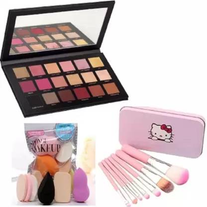 Mecovip Rose eyeshadow with puff with brush (multicolor)