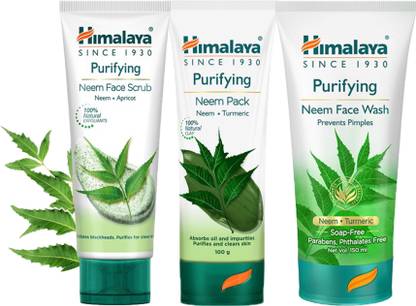 HIMALAYA PURIFYING NEEM FACE WASH 150ML + FACE SCRUB 100G + FACE PACK 100G
