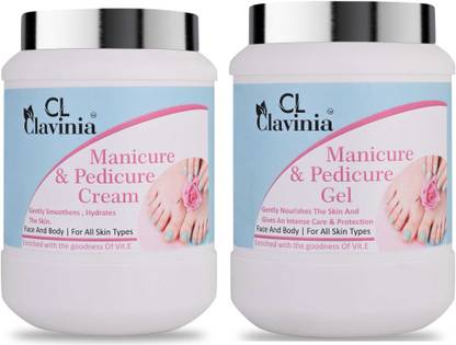 CLAVINIA Manicure & Pedicure Cream 1000 ml + Manicure & Pedicure Gel 1000 ml ( Pack of 2 )