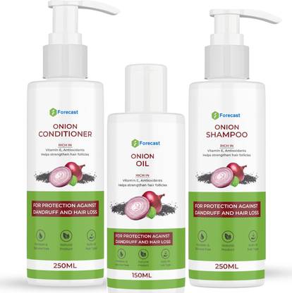 Forecast "Anti Hair Fall Spa Range with Onion Hair Oil 150 ml + Onion Shampoo 250 ml + Onion Conditioner 250ml for Hair Fall Control"