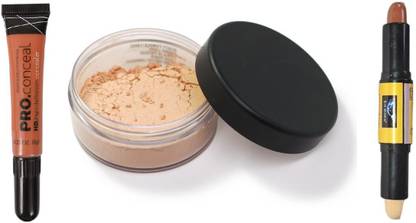 Dhanmann Combo of Professional Contour Stick & Loose Powder & Color Corrector Concealer