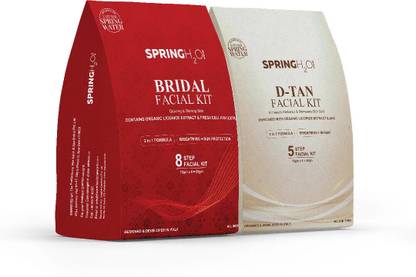 SPRING H2O Combo Pack Of D tan Facial Kit + Bridal Facial Kit For Anti Aging, Damage Cell Repair, Instant Brightening & Natural Glow Skin