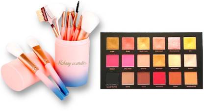 Mehaay cosmetics Professional Face & Eye Makeup Brush Set With Storage Box + Eyeshadow