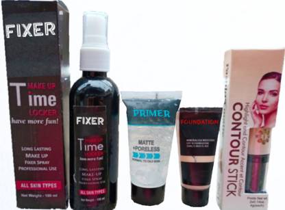 BRM TRADERS Professional's Face Makeup ( 1 Primer, 1 Fixer, 1 Contour Balm, 1 Foundation) Combo