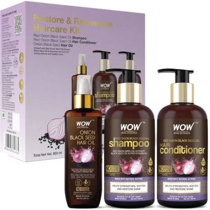 WOW SKIN SCIENCE Red Onion Black Seed Oil Ultimate Hair Care Kit (Shampoo + Hair Conditioner + Hair Oil)- Net Vol