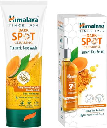 HIMALAYA Dark Spot Clearing Turmeric Face Wash, 100ml, Dark Spot Clearing Turmeric Face Serum, 30ml