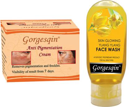 GORGESQIN Anti Pigmentation Cream, Removes Freckles and pigmentation from 7 days & Skin Glowing Ylang Ylang Face Wash 60 ml