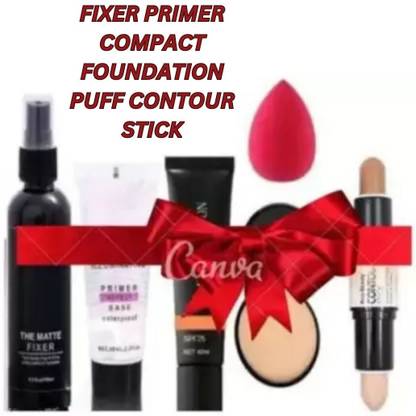 lately MAKEUP COMBO OF FIXER PRIMER COMPACT FOUNDATION CONTOUR STICK & PUFF