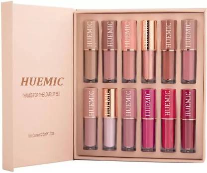 huemic Matte Lipstick Lipstick Long Lasting, Waterproof, Pack Of 12