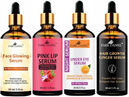 PARK DANIEL Face Glowing Serum & Pink Lip Serum & Under Eye Serum & Hair Growth Serum (Each, 30ml)