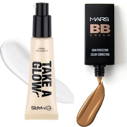 MARS Illuminating Long Lasting highlighter Primer With Rich BB Cream Foundation