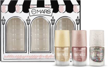 MARS EURO Nail Lacquer |Glossy Gel Finish |Chip Free |Quick Drying Formula (6 ml x 3)